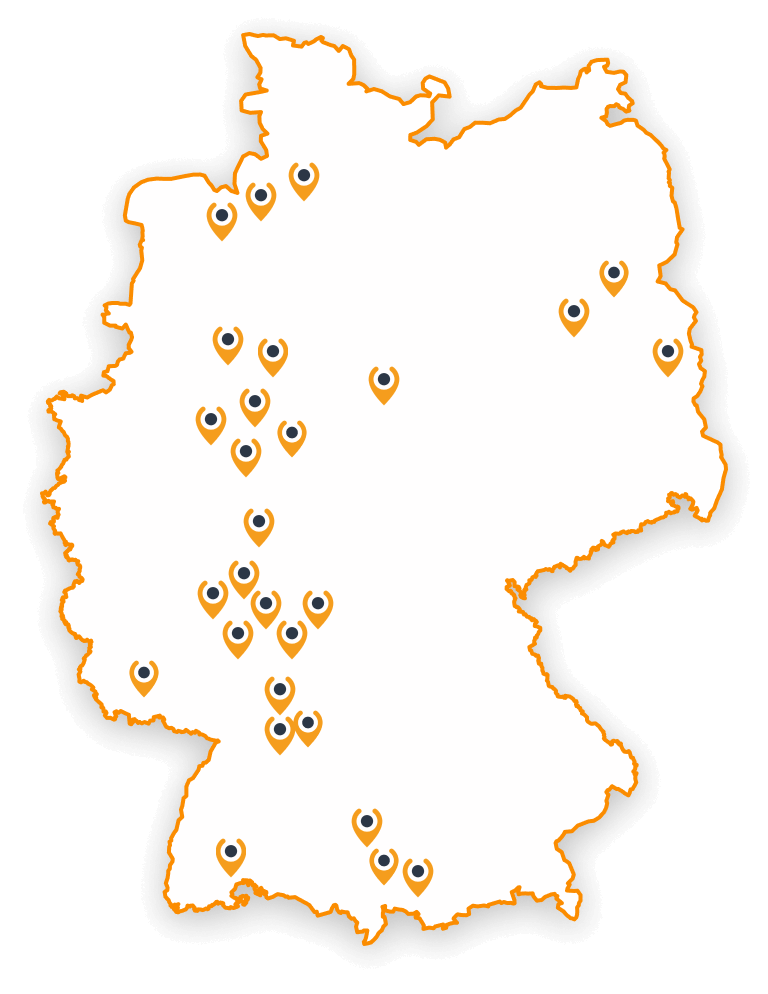 Diese Grafik zeigt eine Deutschlandkarte, welche deutschlandweit Kartenpunkte eingezeichnet hat