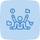 Dies ist ein Icon, welches eine Person mit vier Armen und kleinen Symbolen um die Person herum zeigt. Dies soll Multitasking symbolisieren.
