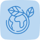 Dies ist ein Icon, welches eine Weltkugel mit Blättern umrandet zeigt.